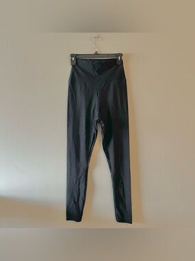 American Apparel Nylon Tricot Shiny High Waisted Black Leggings L Indie Sleaze